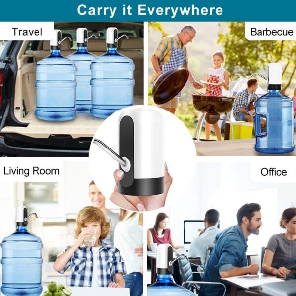 Black Olive's Heavy Duty Automatic USB Charging Wireless Water Can Dispenser Pump for upto 25 Litre Universal Bottle Can (Medium- Black/White) - Image 6
