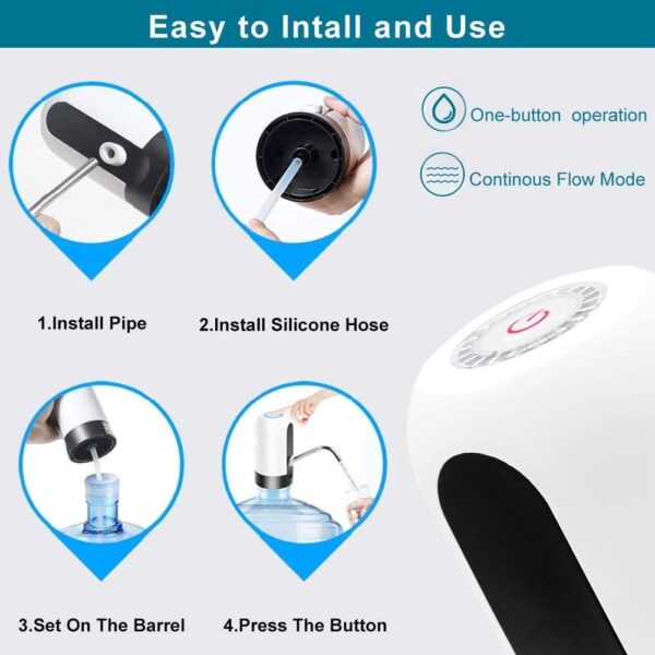 Black Olive's Heavy Duty Automatic USB Charging Wireless Water Can Dispenser Pump for upto 25 Litre Universal Bottle Can (Medium- Black/White) - Image 4