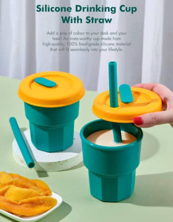 Silicone Drinking Cup With Straw
