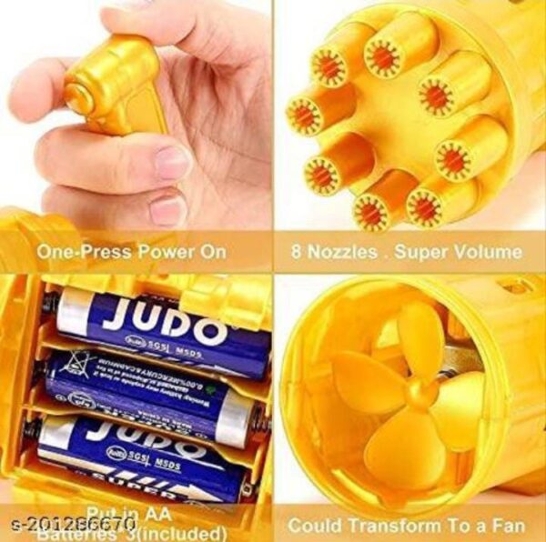 First Play 8-Hole Electric Bubbles Gun for Toddlers Toys,Gatling Bubble Machine Outdoor & Indoor Toys for Boys and Girls I Bubble Gun for Kids (Yellow) - Image 3
