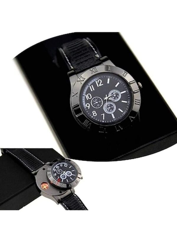 VOFFY Universal 2 in 1 Cigarette Lighter Watch Stylish Fashion Analogue Unisex Wrist Watch with USB Rechageable Lighter Watch for Cigarette/Smoking/Cigar/Birthday Gift - Image 5