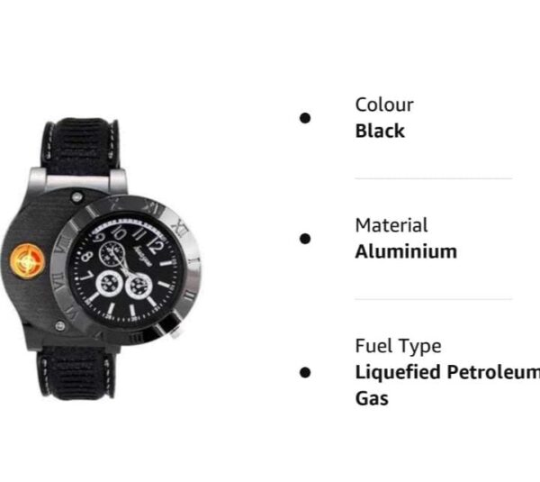 VOFFY Universal 2 in 1 Cigarette Lighter Watch Stylish Fashion Analogue Unisex Wrist Watch with USB Rechageable Lighter Watch for Cigarette/Smoking/Cigar/Birthday Gift - Image 2