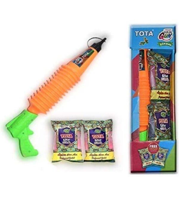 PRINT BHARAT Gun for Holi - Sprays Dry Colors in Air | Natural and Herbal Holi Kit for Kids Festivals and Holi Celebrations - 1 Refillable Pichkari and 2 Packets of Gulal Colors (Pack of 4) - Image 3