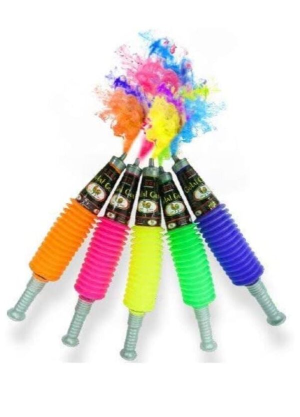 PRINT BHARAT Gun for Holi - Sprays Dry Colors in Air | Natural and Herbal Holi Kit for Kids Festivals and Holi Celebrations - 1 Refillable Pichkari and 2 Packets of Gulal Colors (Pack of 4) - Image 4