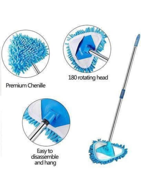 KBDev Retractable Triangle Mop 360 Degree Rotatable Adjustable Triangular Cleaning Mop Home Wall Ceiling Floor Cleaning Mop - Image 3