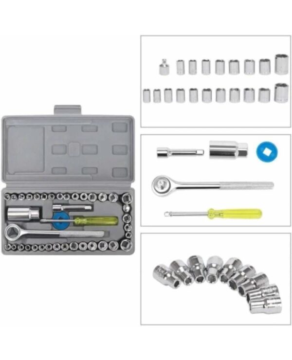 Boosty® 40 pcs Tool Kit Set Wrench Hand Tool Socket Set for Automobile Repair (40 Pcs Tool kit) (40 in 1 Toolkit), 450 Grams (15 L x 10 W x 3 H) - Multicolor - Image 3