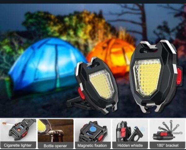Portable Triangular Shaped Emergency & Camping Flashlights with Ciggrate Lighter 800 Lumens Rechargeable Waterproof Portable Led Light camping Keychain 6 Lighting Modes with Strong Magnet(1 Pack) - Image 4