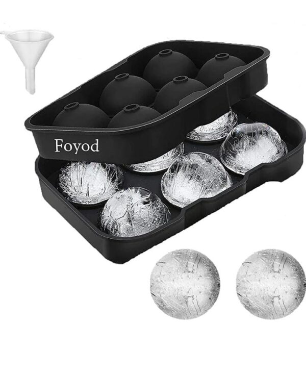 ADEPT Flexible Hot Silicone Spherical 6 Round Ball Ice Cube Tray Maker Mold with Lid Perfect Ice Spheres for Whiskey Lovers Cocktails Multicolor - Image 5