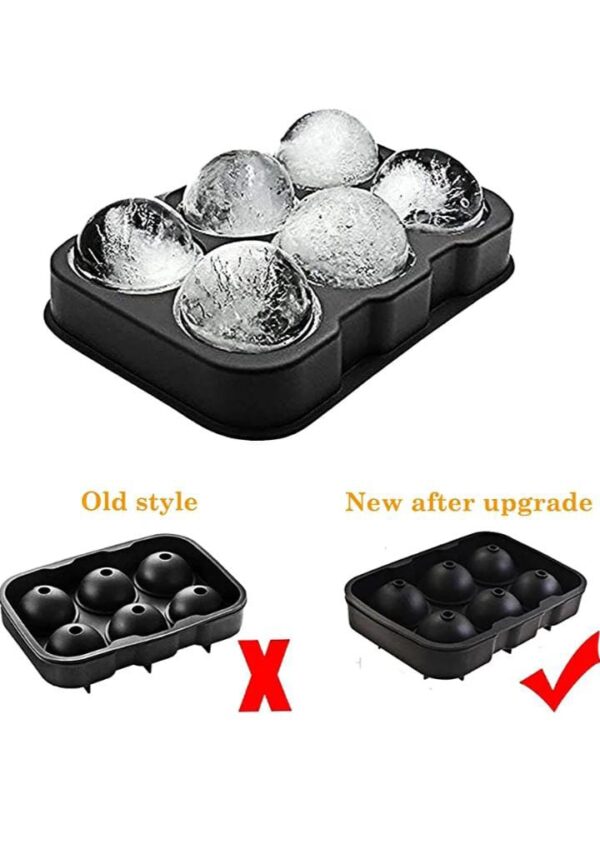 ADEPT Flexible Hot Silicone Spherical 6 Round Ball Ice Cube Tray Maker Mold with Lid Perfect Ice Spheres for Whiskey Lovers Cocktails Multicolor - Image 2