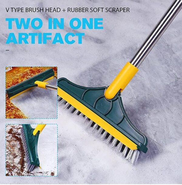 SISTA ENTERPRISE Heavy Quality Mop with Squeeze Cleaning Supplies Clean Home Floor Cleaner Bathroom Cleaning Brush with Wiper 2 in 1 Tiles Cleaning Brush Scrub Bathroom Long Handle Automatic - Image 6