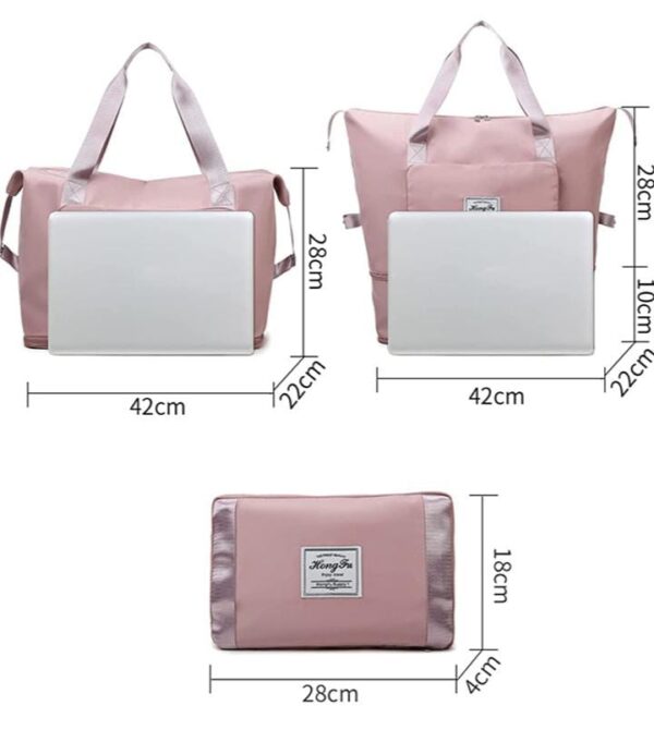Cherryland Oxford Fabric Large Capacity Folding Waterproof Large Capacity Foldable Travel Bag for Travel Sports, Gym, Vacation (Dull Pink) - Image 2
