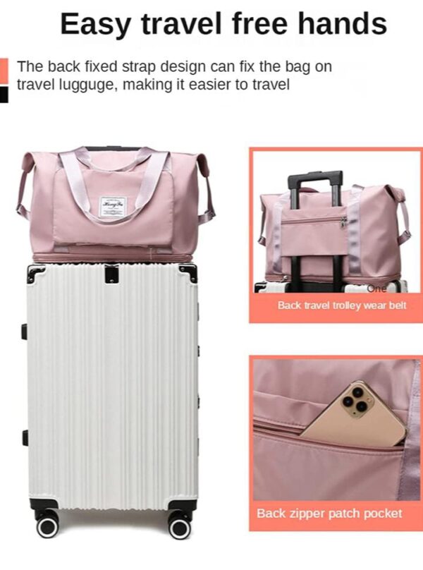 Cherryland Oxford Fabric Large Capacity Folding Waterproof Large Capacity Foldable Travel Bag for Travel Sports, Gym, Vacation (Dull Pink) - Image 5