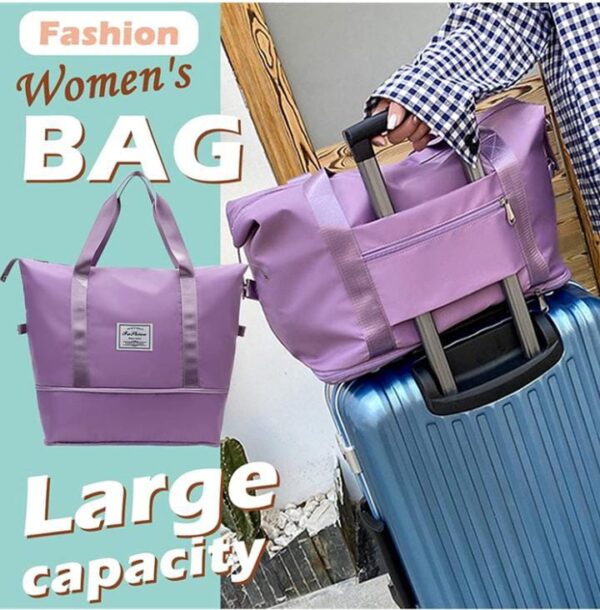 Cherryland Oxford Fabric Large Capacity Folding Waterproof Large Capacity Foldable Travel Bag for Travel Sports, Gym, Vacation (Dull Pink) - Image 6