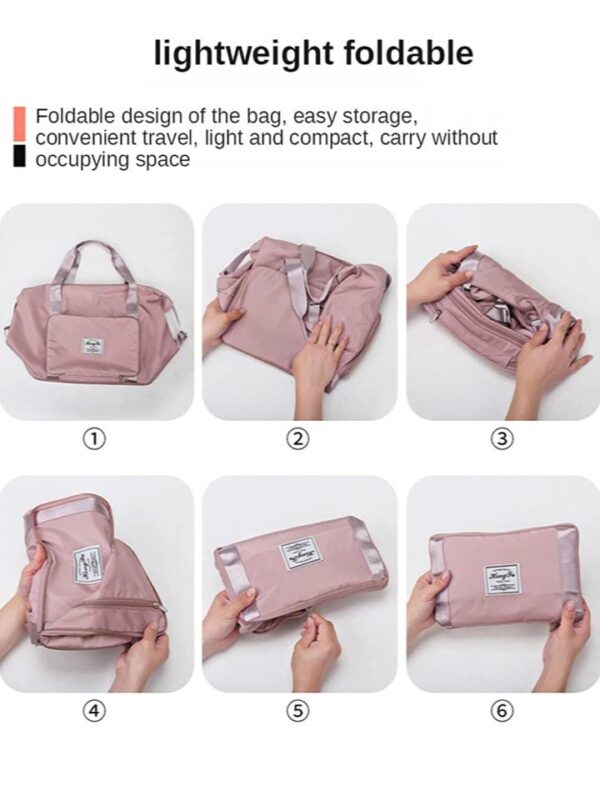 Cherryland Oxford Fabric Large Capacity Folding Waterproof Large Capacity Foldable Travel Bag for Travel Sports, Gym, Vacation (Dull Pink) - Image 7