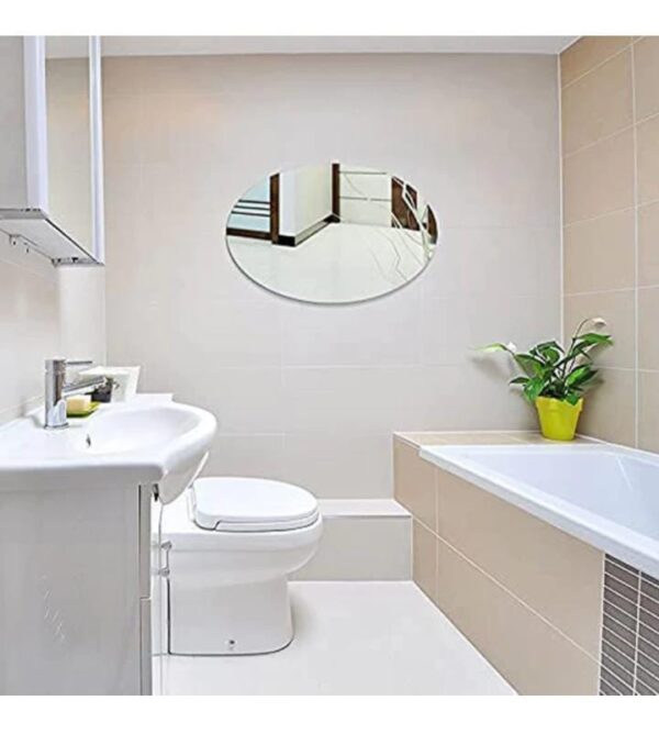 Oval Shape Adhesive Mirror Sticker for Wall on Tiles Bathroom Bedroom Living Room Basin Mirror Bathroom Wall Mirror Stickers Unbreakable Plastic Wall Mirror 30 * 20 cm - Image 4
