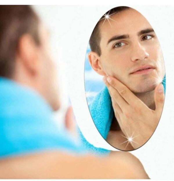 Oval Shape Adhesive Mirror Sticker for Wall on Tiles Bathroom Bedroom Living Room Basin Mirror Bathroom Wall Mirror Stickers Unbreakable Plastic Wall Mirror 30 * 20 cm - Image 5