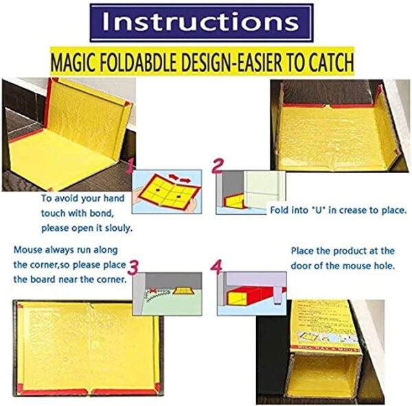 Mouse Glue Pad Insect Rodent Lizard Trap Rat Catcher Adhesive Sticky Glue Pad, Non Poisonous, Non Toxic, Odourless (Yellow) - Image 3